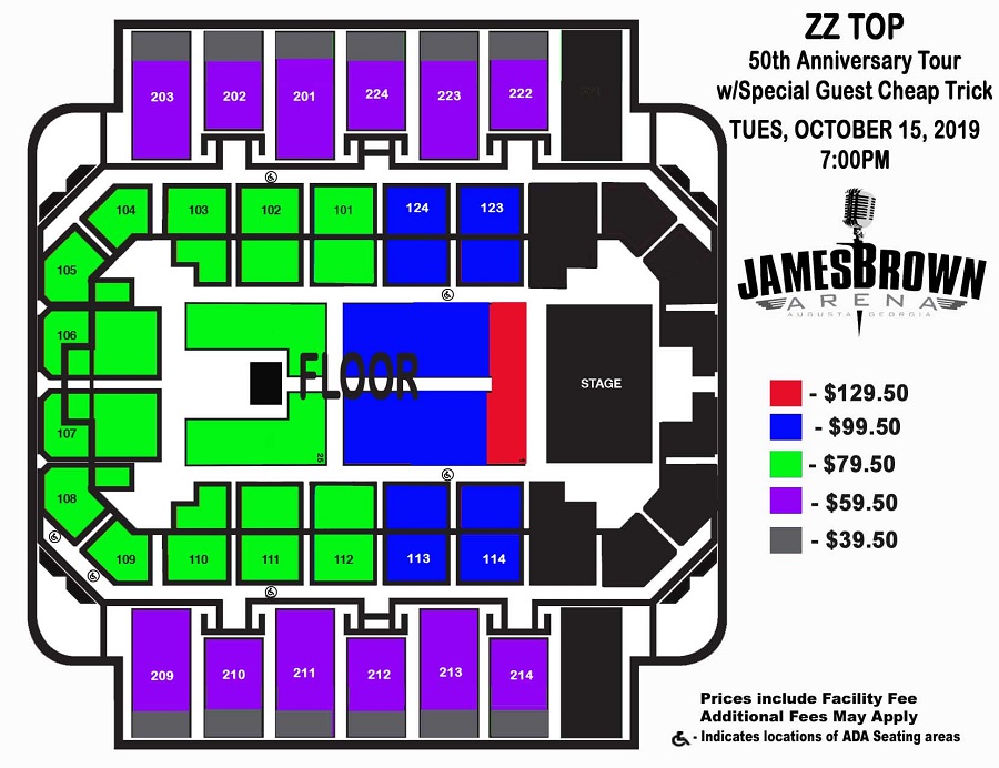 James Brown Arena Interactive Seating Chart